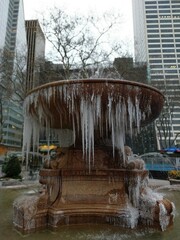 frozen fountain in the park