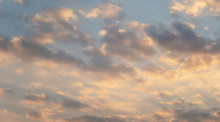 Beautiful sunset sky above clouds with dramatic light