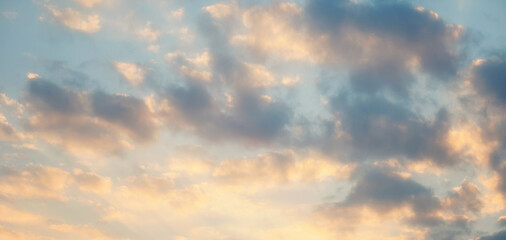 Beautiful sunset sky above clouds with dramatic light