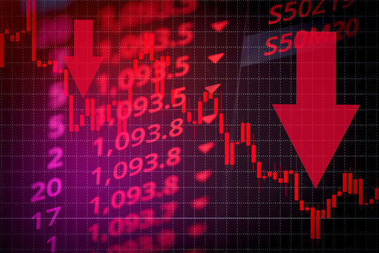 Recession Economy Stock Crash Red Market Trade War Economic World Financial Business And Stock Crisis And Markets Down Because Of Pandemic Coronavirus COVID-2019 Or Relationship Usa China