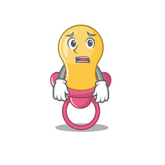 Cartoon design style of baby pacifier having worried face