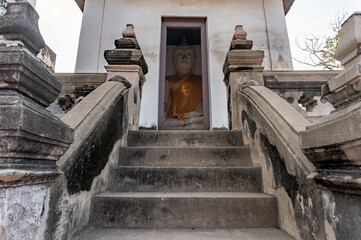 Old Buddha statue in Wat Phutthaisawan temple in Ayutthaya, Thailand