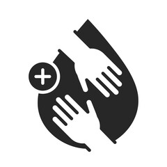 donation charity volunteer help social assistance hands blood drop silhouette style icon