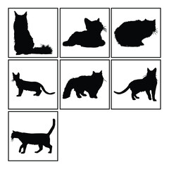 Set of Simple Vector Design of a Cat in Black