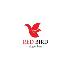 Red Bird logo template vector icon design