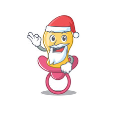 cartoon character of baby pacifier Santa having cute ok finger