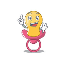 Baby pacifier caricature design style with one finger gesture