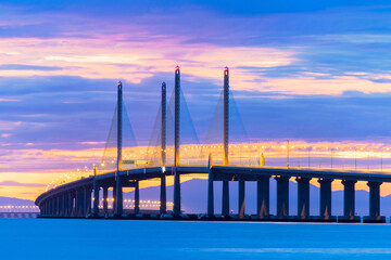 2nd Penang Bridge view during dawn in George Town, Penang, Malaysia