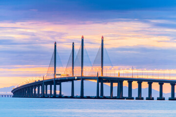 2nd Penang Bridge view during dawn in George Town, Penang, Malaysia