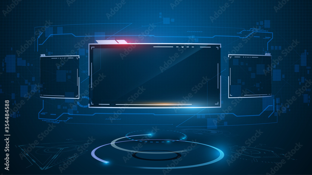 Poster abstract sci fi frame template digital tech virtual ui hologram design concept background