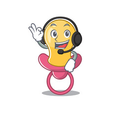 A stunning baby pacifier mascot character concept wearing headphone