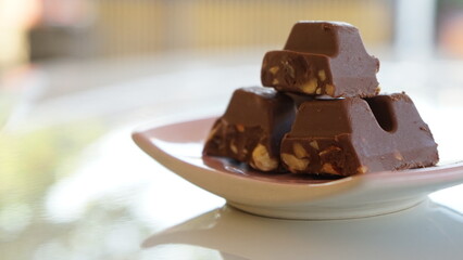 Chocolate bars on a plate