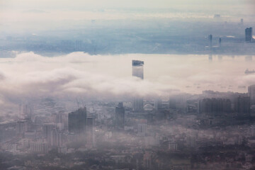 George Town city view from Penang Hill, Pulau Pinang Malaysia