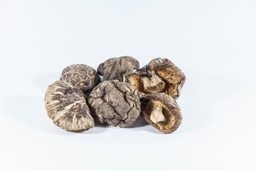 Dried mushroom in a white isolated background