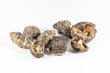 Dried mushroom in a white isolated background