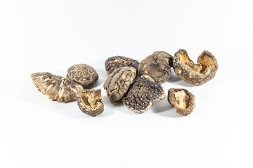 Dried mushroom in a white isolated background