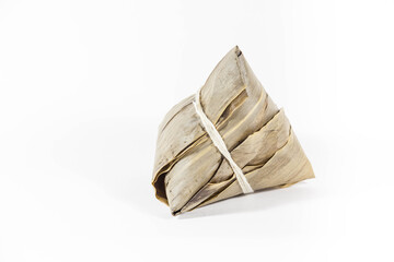 Chinese rice dumpling in a white isolated background