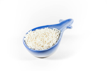 Raw glutinous sticky rice in a white isolated background