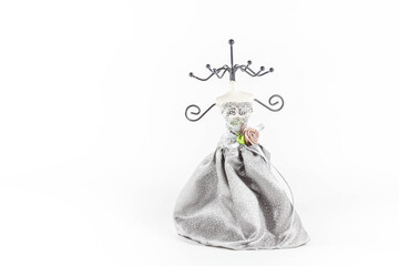 Earring hanger in a white isolated background