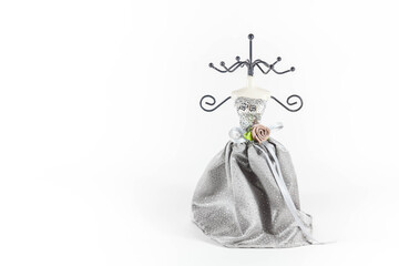 Earring hanger in a white isolated background