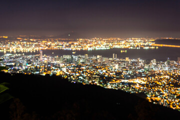 George Town city view from Penang Hill, Pulau Pinang Malaysia