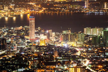 Fototapeta na wymiar George Town city view from Penang Hill, Pulau Pinang Malaysia