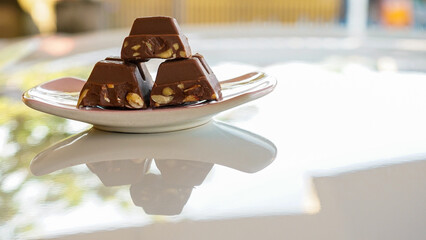 Chocolate bars on a plate