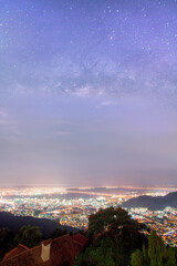 George Town city view from Penang Hill, Pulau Pinang Malaysia