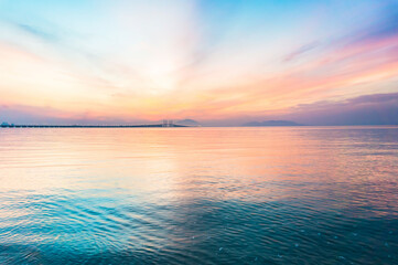 Reflection of sunrise for blur background