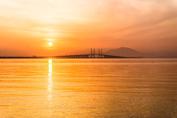 Reflection of sunrise for blur background
