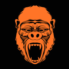 Gorilla face illustration for t shirt design