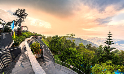 George Town city view from Penang Hill, Pulau Pinang Malaysia