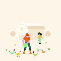 Farmers workers vector illustration concept in flat style 