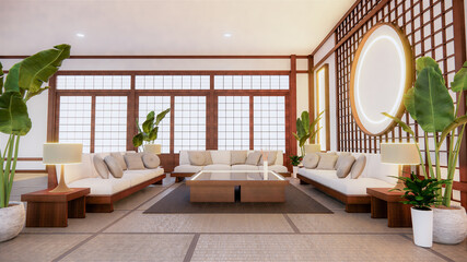 Sofa japanese style on room  japan and the white backdrop provides a window for editing.3D rendering