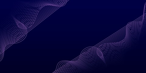 Abstract wavy, purple light. Blue 3 d grid background.