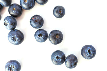 Fresh blueberries on a white background
