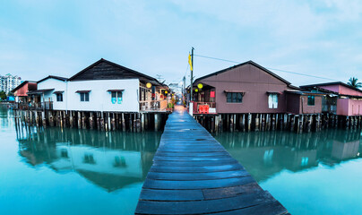 Lee Clan Jetty view during sunrise in George Town Penang