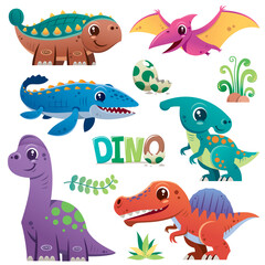 Vector illustration of Cartoon Dinosaur Character Set © sararoom