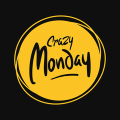 Crazy Monday Hand Lettering on Yellow and Black Wallpaper - EPS 10 Vector