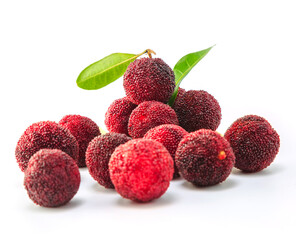 Organic bayberry on white background