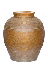 antique clay jars isolated on white background