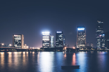 Obraz premium Night view of CBD building landscape in Fuzhou