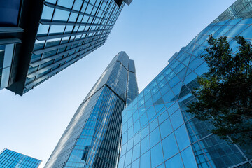 High rise buildings and street view