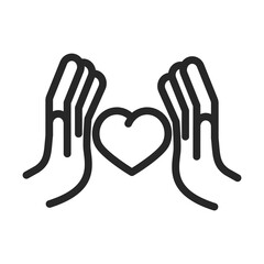 donation charity volunteer help social protection hands heart line style icon