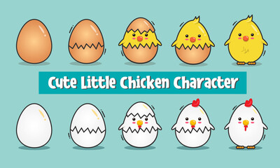 cute little chicken character vector
