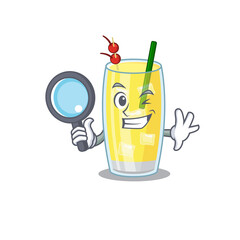 cartoon picture of pina colada cocktail Detective using tools