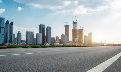 Urban road and urban architectural landscape