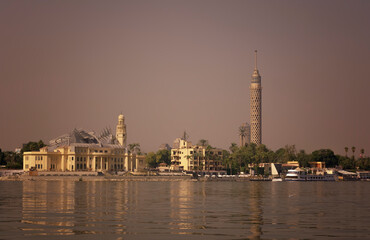 Obraz na płótnie Canvas Cairo view from Nile river, Egypt.