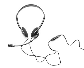 Modern headset on white background