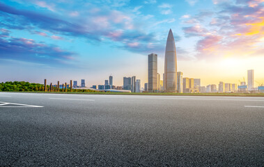 Urban road and urban architectural landscape